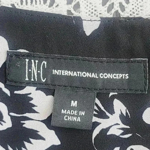 INC International Concepts wrap floral printed long sleeve chiffon blouse M - Picture 6 of 8